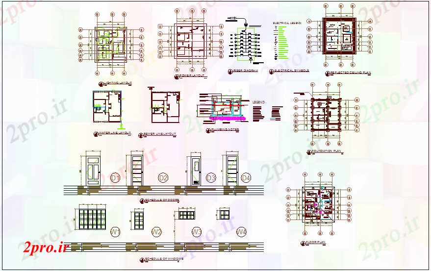 دانلود نقشه جزئیات معماری طرحی مرجع مختلف با طرحی معماری خانه (کد66660)