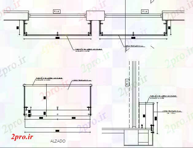 دانلود نقشه جزئیات ساخت و ساز نمای نرده های ساخت و ساز جزئیات (کد66682)