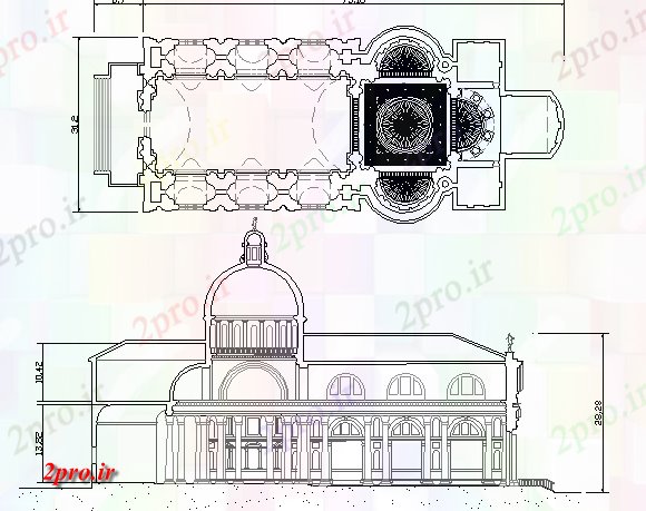 دانلود نقشه کلیسا - معبد - مکان مذهبی معماری مسجد مذهبی  پروژه (کد66713)