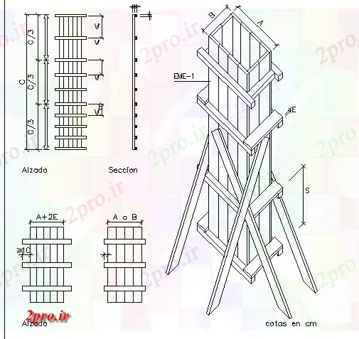 دانلود نقشه جزئیات ساخت و ساز چهار کنر کار فرم جزئیات (کد66724)