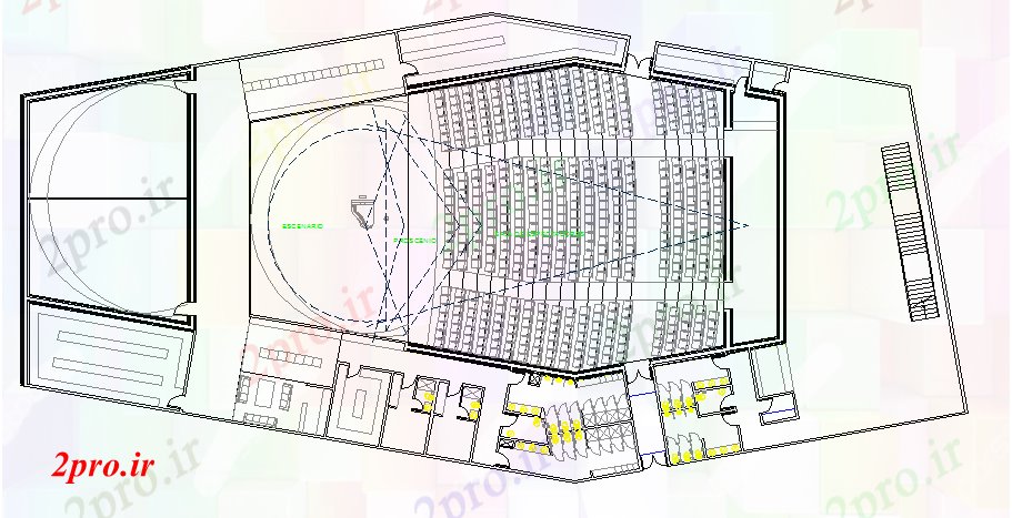 دانلود نقشه دانشگاه ، آموزشکده ، موسسه - طرحی دانشگاه ، آموزشکده سالن سالن طرحی معماری جزئیات 30 در 62 متر (کد66748)