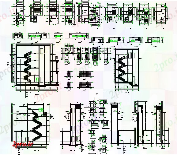 دانلود نقشه  جزئیات آسانسور و   مسکونی  خانه پله در   (کد66761)