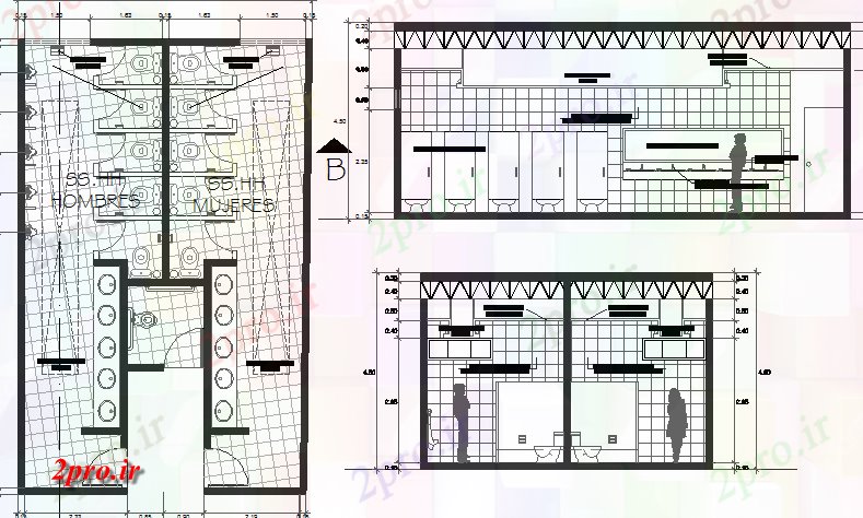 دانلود نقشه بلوک حمام و توالتنصب و راه اندازی لوله کشی و بقیه طرحی معماری اتاق جزئیات (کد66784)