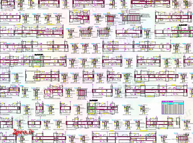 دانلود نقشه جزئیات ساخت و ساز جزئیات موج نو تقویتی با ستون و پرتو ساخت و ساز (کد66791)