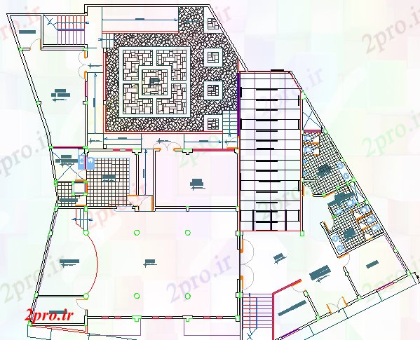 دانلود نقشه شرکت ، دفتر کار ، سازمان ، ادارهطراحی معماری دفتر شرکت با محل نقشه 73 در 83 متر (کد66800)
