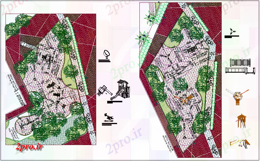 دانلود نقشه برنامه ریزی شهری طرحی زمین بازی با بازی تجهیزات (کد66841)