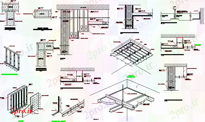 دانلود نقشه جزئیات ساخت و ساز دیوار خشک سیستم ساخت و ساز جزئیات معمولی (کد66906)