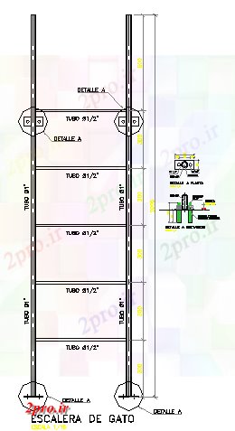 دانلود نقشه جزئیات ساخت و ساز جزئیات جک نردبان پله گربه  (کد66928)