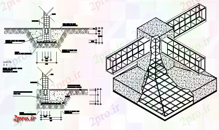 دانلود نقشه جزئیات ساختار جدا  جزئیات کفش بتن مسلح با جزئیات ساختاری  (کد66934)