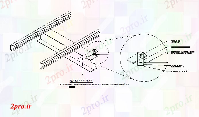 دانلود نقشه جزئیات ساخت و ساز جزئیات پرانتز در ساخت و ساز سقف فلزی جزئیات (کد66953)