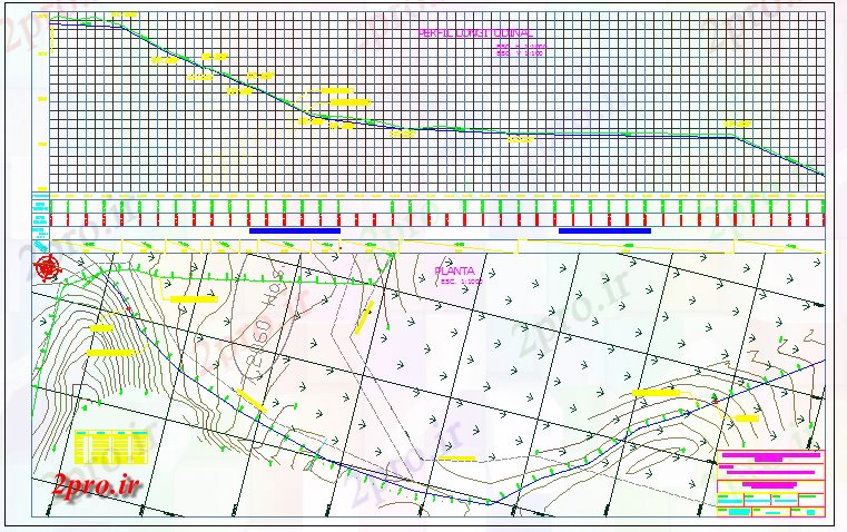 دانلود نقشه برنامه ریزی شهری طرحی کلی از Vaso جزئیات سیستم آبیاری - مشخصات طولی (کد66979)