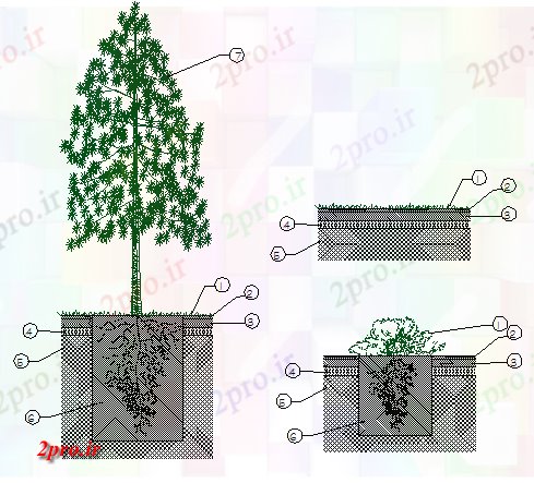 دانلود نقشه باغ طرحی باغ با بلوک های درخت 9 در 12 متر (کد67014)