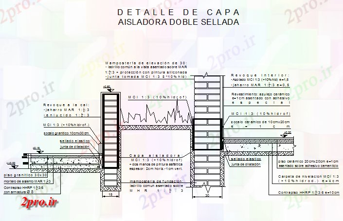 دانلود نقشه جزئیات ساخت و ساز لایه ساده عایق مهر و موم  جزئیات (کد67039)