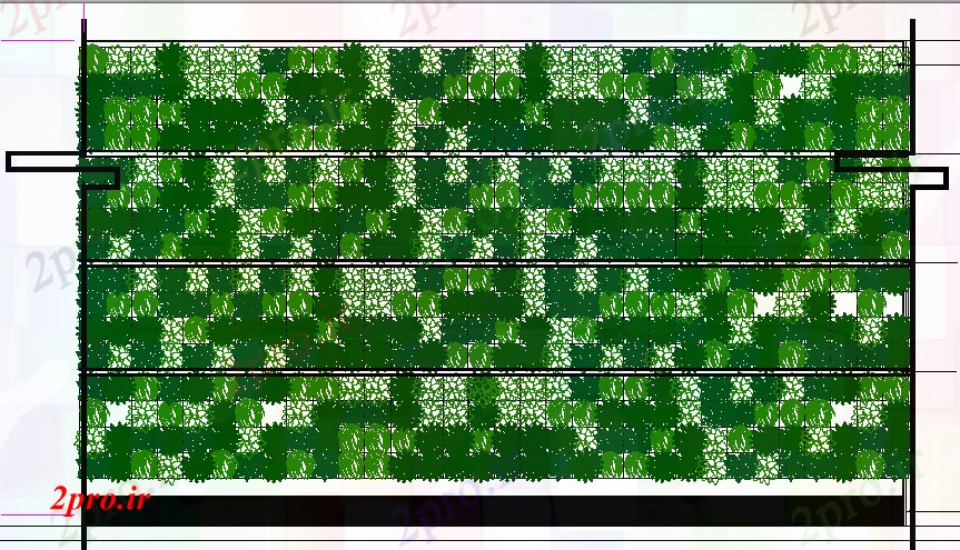 دانلود نقشه باغ تزئینی جزئیات دیوار سبز باغ  (کد67062)
