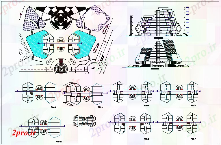 دانلود نقشه ساختمان دولتی ، سازمانی مدنی طرحی مرکز جزئیات 38 در 60 متر (کد67072)