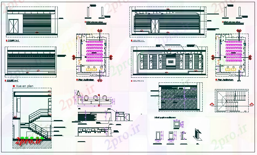 دانلود نقشه ساختمان اداری - تجاری - صنعتی مبلمان سالن جزئیات 21 در 28 متر (کد67106)