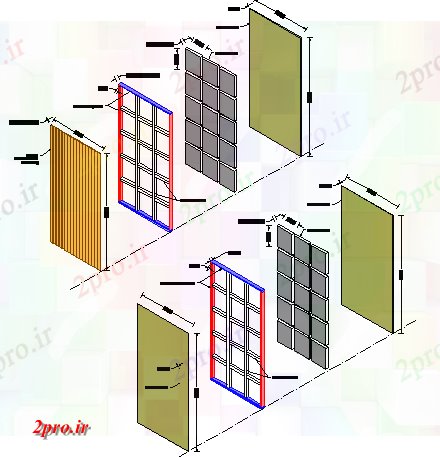 دانلود نقشه درب و پنجره  جزئیات ایزومتریک نصب و راه اندازی پنجره خانه (کد67112)