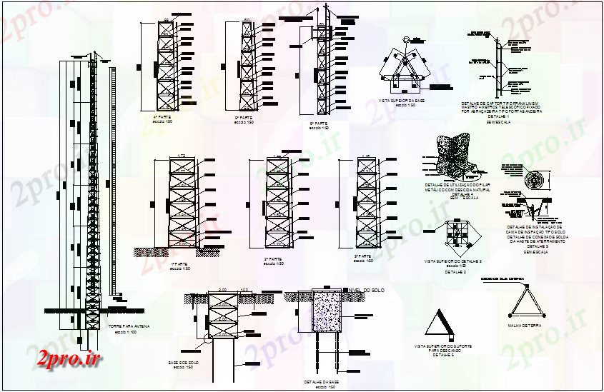 دانلود نقشه جزئیات ساختار دیدگاه ساختاری آنتن برج (کد67114)