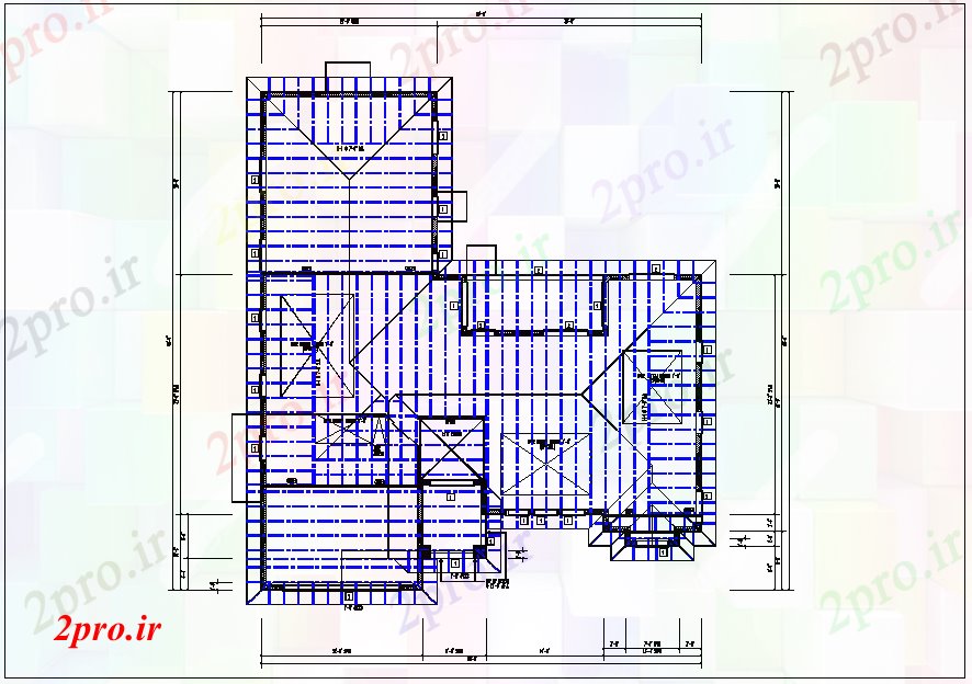 دانلود نقشه جزئیات ساختار موجود سقف مسطح طرحی با پایه های طرحی ستون جزئیات طرح (کد67120)