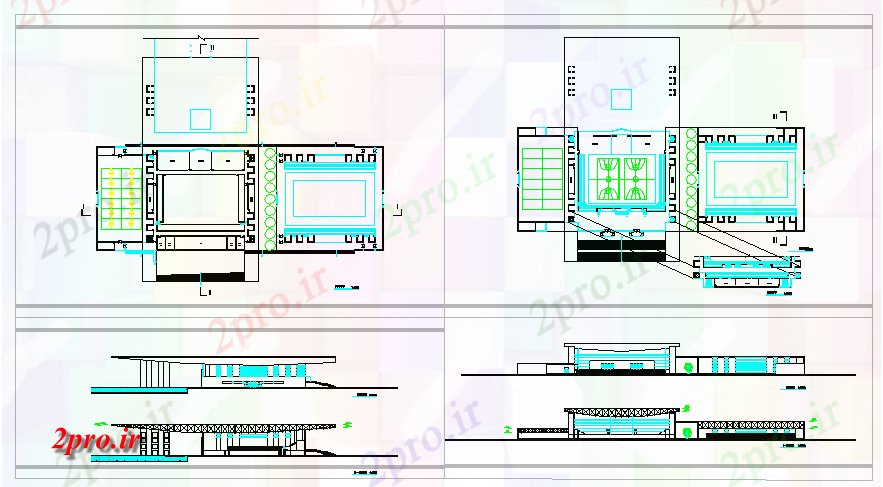 دانلود نقشه ورزشگاه ، سالن ورزش ، باشگاه معماران طراحی ورزشگاه پروژه 7 در 19 متر (کد67166)