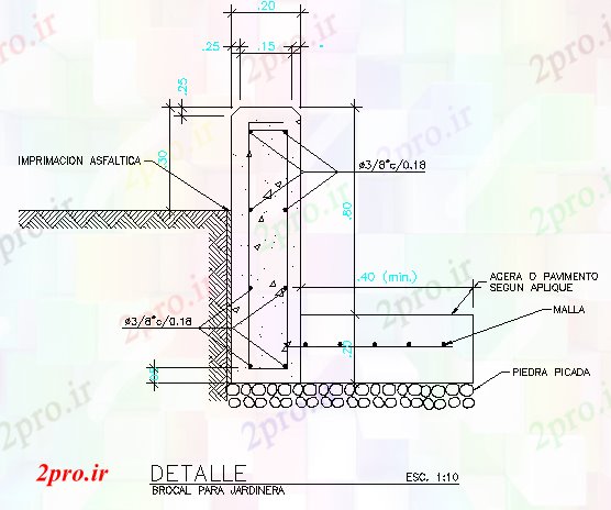 دانلود نقشه باغ Brocal باغ بانی جزئیات  (کد67190)