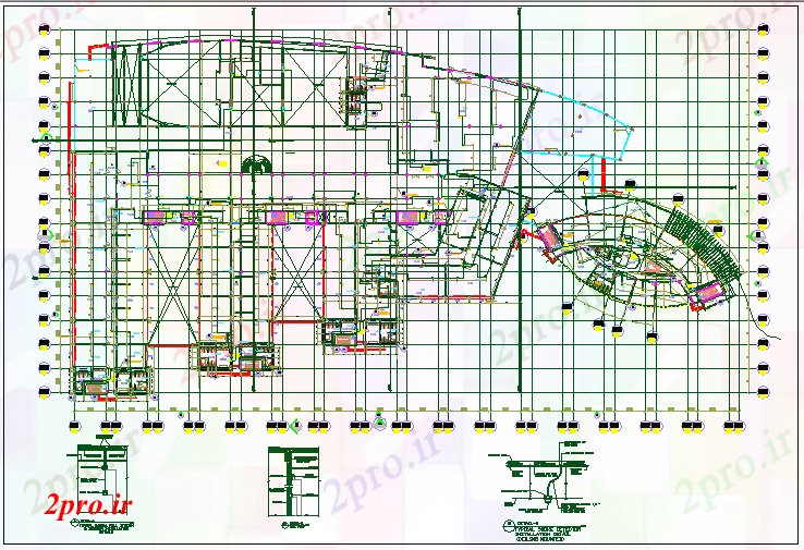 دانلود نقشه ساختمان اداری - تجاری - صنعتی شرکت سالن ساختار طرحی ساختمان جزئیات 235 در 700 متر (کد67198)
