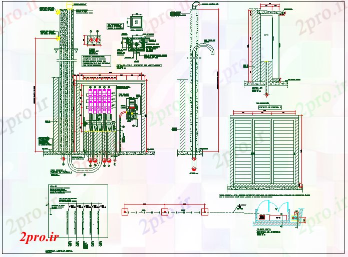 دانلود نقشه معماری واحد برق و طرحی سیستم  جزئیات (کد67210)
