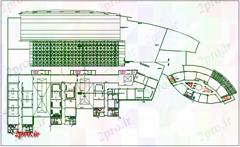 دانلود نقشه ساختمان اداری - تجاری - صنعتی جزئیات طرحی ساختار 143 در 652 متر (کد67215)