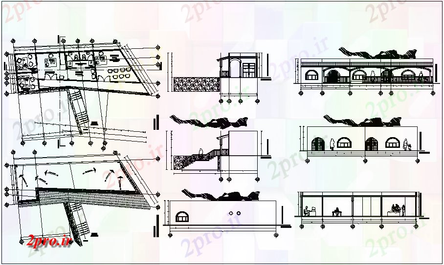 دانلود نقشه ساختمان اداری - تجاری - صنعتی طرحی دفتر و نما 5 در 14 متر (کد67249)