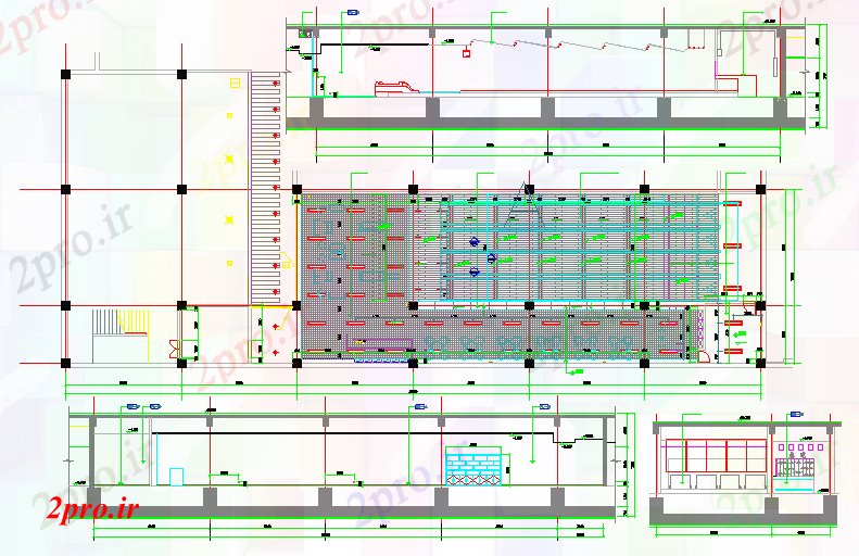 دانلود نقشه ماشین الات کارخانه طرحی بولینگ کارخانه و نما طراحی (کد67264)