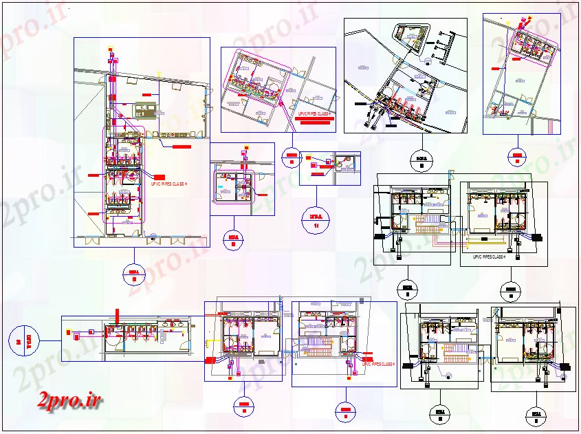 دانلود نقشه تجهیزات بهداشتی حمام آب توالت اتصال بخش لوله نظر - طرحی طبقه  (کد67268)