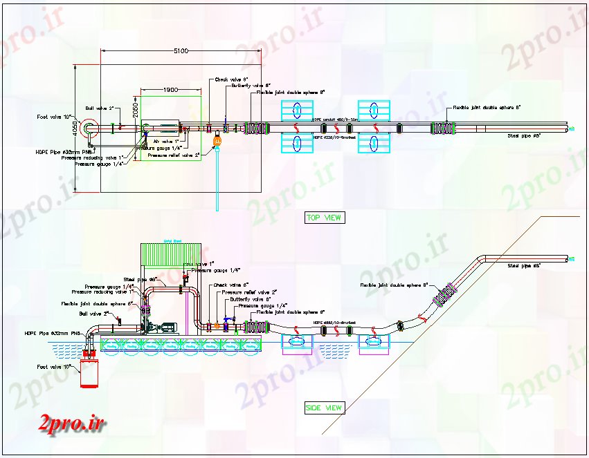 دانلود نقشه جزئیات لوله کشی لوله کشی لوله های آب خط کانال اتصال بخش  (کد67271)