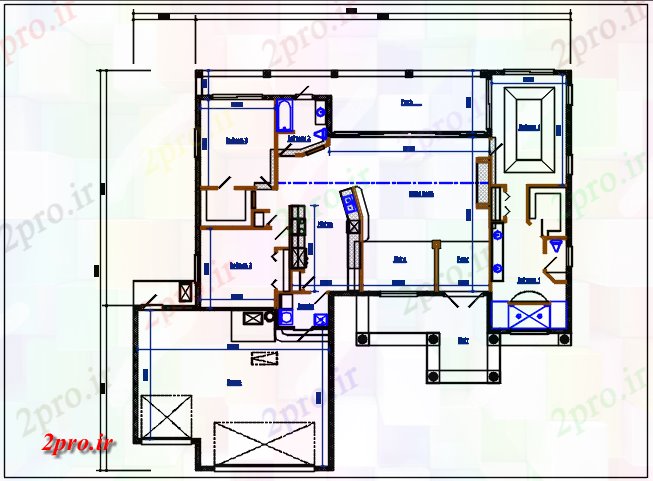 دانلود نقشه خانه های کوچک ، نگهبانی ، سازمانی - مسکونی جزئیات طرحی خانه با ابعاد، furnisher در اتاق 76 در 83 متر (کد67282)