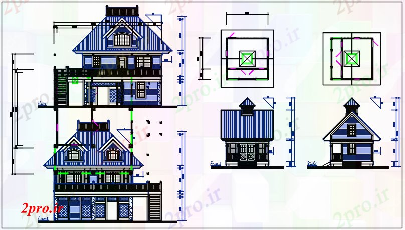 دانلود نقشه مسکونی  ، ویلایی ، آپارتمان  طرحی ویلایی و جزئیات نما  (کد67283)