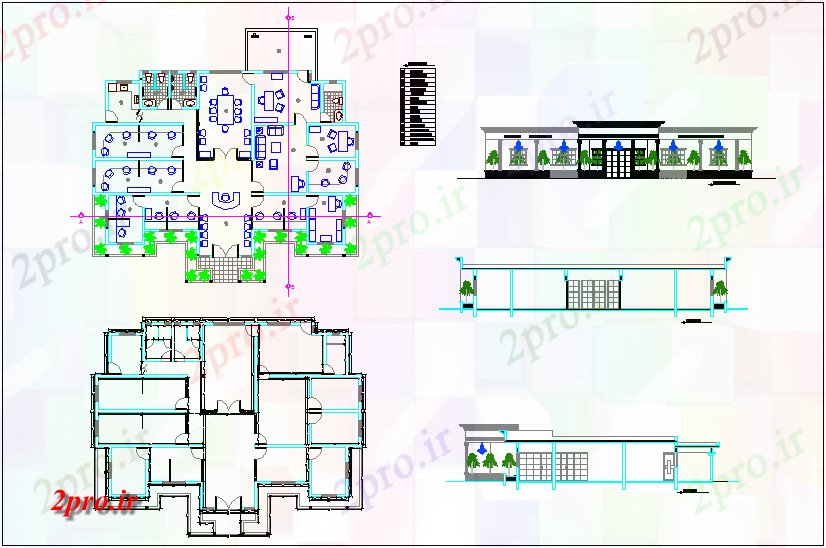 دانلود نقشه ساختمان دولتی ، سازمانی طرحی و نما دولت کاخ شهرداری ساخت 14 در 20 متر (کد67285)