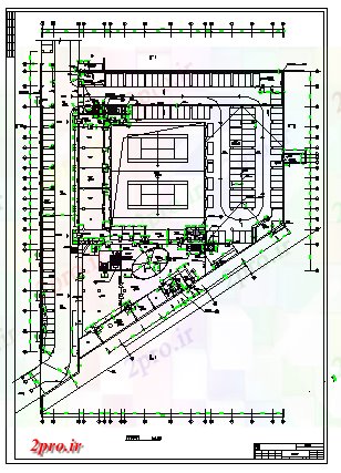 دانلود نقشه ورزشگاه ، سالن ورزش ، باشگاه طبقه همکف طراحی ورزشگاه 78 در 112 متر (کد67293)