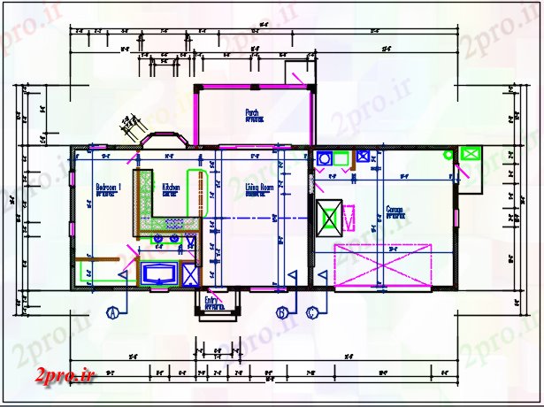 دانلود نقشه مسکونی ، ویلایی ، آپارتمان طرحی جزئیات مسکونی از 28 در 76 متر (کد67297)