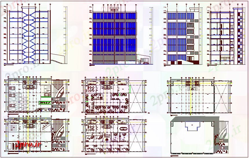 دانلود نقشه ساختمان اداری - تجاری - صنعتی بخشی و طرحی ساختمان اداری 23 در 30 متر (کد67303)