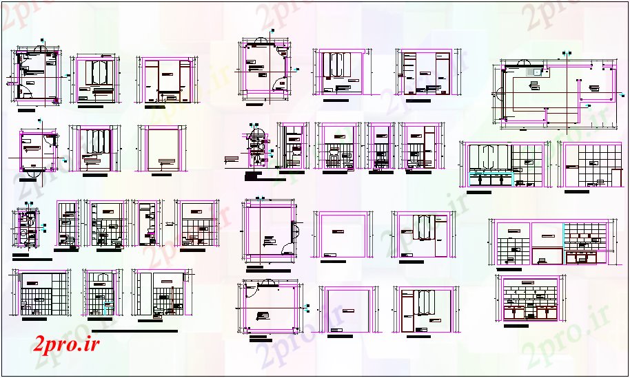 دانلود نقشه ساختمان اداری - تجاری - صنعتی معماری، بهداشتی، درب و پنجره در طرح، بخش از دفتر 3 در 3 متر (کد67309)