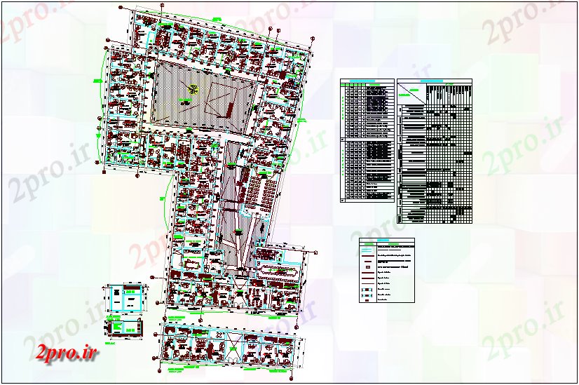 دانلود نقشه ساختمان اداری - تجاری - صنعتی طرحی طبقه دفتر با درب و برنامه پنجره 53 در 79 متر (کد67316)