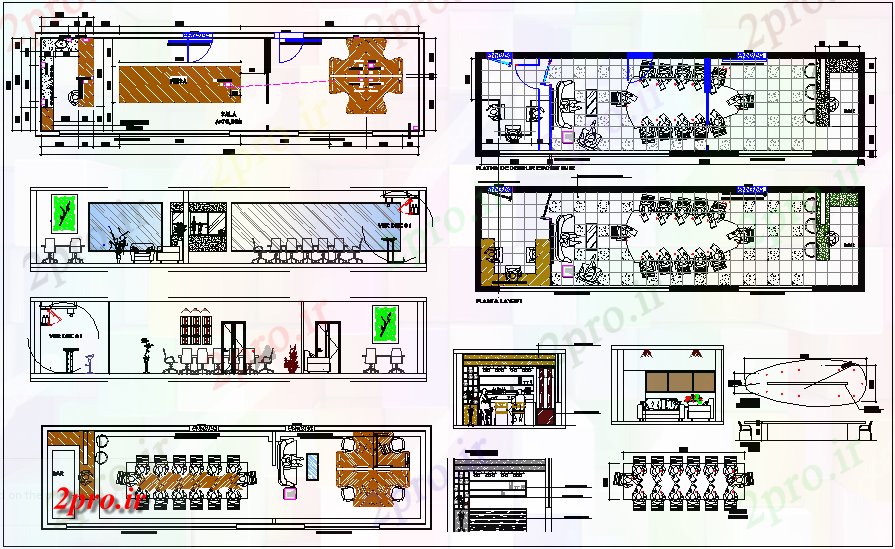دانلود نقشه شرکت ، دفتر کار ، سازمان ، ادارهنشست طراحی داخلی اتاق از دفتر شرکت 7 در 30 متر (کد67333)