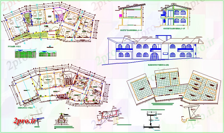 دانلود نقشه ساختمان دولتی ، سازمانی طرحی و نما شهرداری ساخت 7 در 31 متر (کد67357)