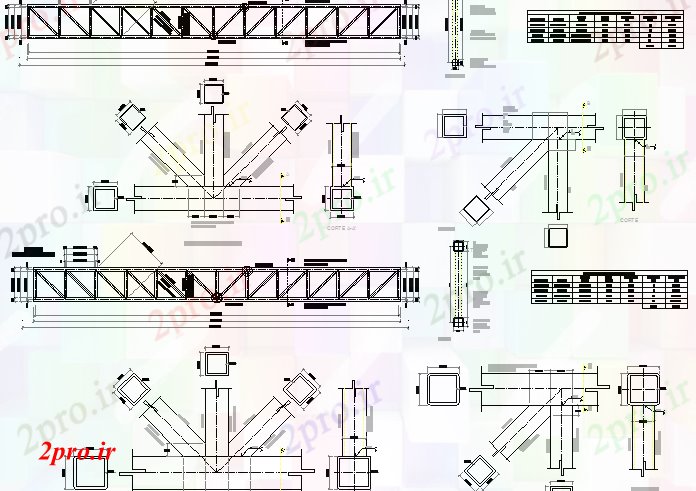 دانلود نقشه جزئیات ساخت و ساز ستون و ساخت و ساز پرتو جزئیات از جزئیات زره  (کد67378)