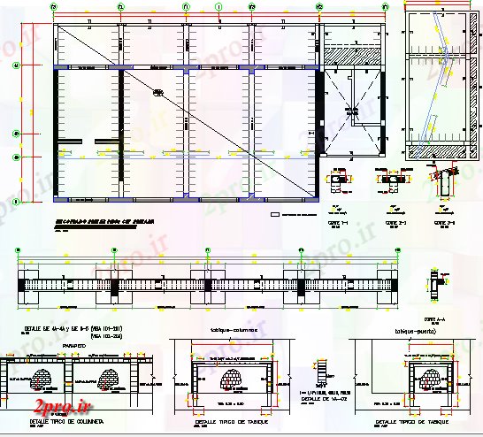 دانلود نقشه جزئیات ساخت و ساز جزئیات بنیاد ستون و پرتو مدرسه ساخت و ساز (کد67385)