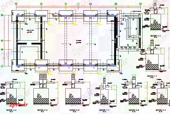 دانلود نقشه جزئیات ساخت و ساز ستون و تیرها جزئیات پروژه مدرسه (کد67386)
