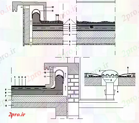 دانلود نقشه جزئیات ساخت و ساز تخت جزئیات ساخت و ساز سقف ساختمان (کد67394)