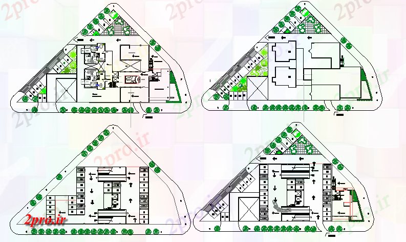 دانلود نقشه مسکونی  ، ویلایی ، آپارتمان  جزئیات طرحی طبقه، محوطه سازی مسکن تجاری ساخت (کد67404)