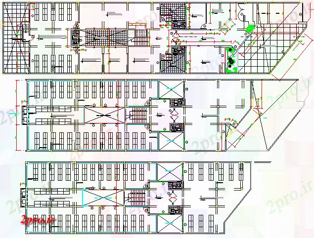 دانلود نقشه ساختمان اداری - تجاری - صنعتی زمین، طبقه اول و بالای طراحی از دفتر شرکت ساخت و ساز (کد67444)