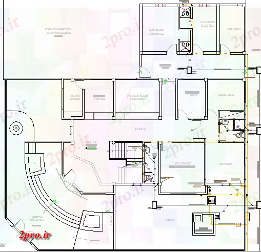 دانلود نقشه شرکت ، دفتر کار ، سازمان ، ادارهمحلی امنیت مدنی معماری دفتر طراحی 12 در 18 متر (کد67447)