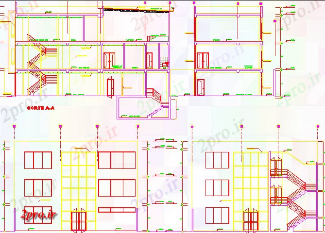 دانلود نقشه ساختمان مرتفعطبقه چند طراحی ساختمان 16 در 34 متر (کد67470)